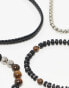 ASOS DESIGN 4 pack bead and chain set in black