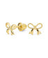 ფოტო #1 პროდუქტის Dainty Tiny Birthday Present Ribbon Solid14K Yellow Gold Mini Bow Stud Earrings For Women Safety Clutch Screw Back