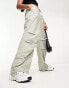 Фото #1 товара ASOS DESIGN parachute cargo trouser with tie waist in washed khaki