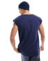 Brave Soul raw edge vest in navy