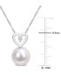 ფოტო #4 პროდუქტის Cultured South Sea Pearl (9-1/2mm) & Diamond (1/20 ct. t.w.) Heart 17" Pendant Necklace in 10k White Gold