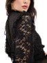 Фото #3 товара New Look long sleeve ruffle detail chiffon mini dress in black