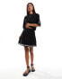 Фото #3 товара Object knitted skater skirt co-ord with contrast trim in black