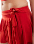 Pull&Bear polyamide frill wrap mini skirt co-ord in red