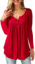 Фото #2 товара Amoretu Women's V-Neck Button Down Blouse, Solid Tunic Long Sleeve / Short Sleeve Tops