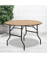 Фото #3 товара 4-Foot Round Wood Folding Banquet Table With Clear Coated Finished Top