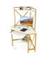 Space-Saving Corner Computer Desk with with Hutch and Keyboard Tray White and Golden - фото #5