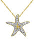 Фото #1 товара Macy's diamond Starfish 18" Pendant Necklace (1/10 ct. t.w.) in 14k Gold-Plated Sterling Silver