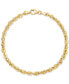 Diamond Cut Rope, 7-1/2" Chain Bracelet (3-3/4mm) in 14k Gold, Made in Italy