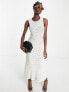 Фото #4 товара Topshop textured sleeveless column midi dress in ecru