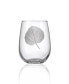 Aspen Leaf Stemless Wine Tumbler 17Oz - Set Of 4 Glasses