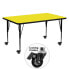 Фото #1 товара Mobile 30''W X 60''L Rectangular Yellow Hp Laminate Activity Table - Height Adjustable Short Legs