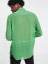 Фото #3 товара ASOS DESIGN regular sheer shirt with ruffle front in green