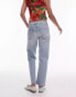 Topshop cropped mid rise straight jeans with raw hems in summer bleach