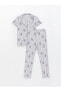 LCW DREAM Gömlek Yaka Çiçekli Kısa Kollu Kadın Pijama Takımı
