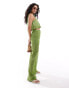 Фото #1 товара Object wide leg lace trouser co-ord in green