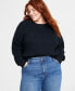 Фото #1 товара Plus Size Crewneck Long-Sleeve Shaker Sweater, Created for Macy's