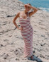 4th & Reckless x Luana Barron brittany knit maxi stripe beach dress in cherry red Красный, 36 - фото #2