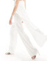 Y.A.S Bridal satin wide leg trouser co-ord in white