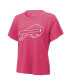ფოტო #3 პროდუქტის Women's Threads Josh Allen Pink Distressed Buffalo Bills Name and Number T-shirt