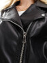 Фото #5 товара ASOS DESIGN Tall longline oversized faux leather biker jacket in black