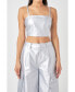 ფოტო #1 პროდუქტის Women's Faux Leather Crop Top