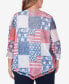 Фото #2 товара Plus Size All American Patchwork Flag Mesh Top with Necklace