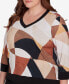 ფოტო #5 პროდუქტის Plus Size Rue Rivoli Women's V-Neck Patchwork Top