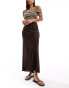 Vila satin maxi skirt in chocolate brown