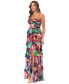 ფოტო #4 პროდუქტის Women's Printed Tiered Ruffle-Trim Long Dress