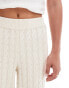 4th & Reckless wool mix cable knit flared trousers co-ord in cream Бежевый, 38 - фото #3