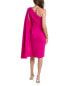 Фото #2 товара Teri Jon By Rickie Freeman One-Shoulder Cape Sleeve Sheath Dress Women's Purple