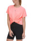 ფოტო #5 პროდუქტის Women's Knot-Front Metallic Logo T-Shirt