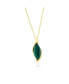 Фото #1 товара Sterling Silver Marquise Malachite Pendant Necklace - Gold Plated