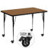 Фото #1 товара Mobile 36''W X 72''L Rectangular Oak Thermal Laminate Activity Table - Standard Height Adjustable Legs