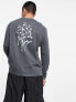 ASOS DESIGN relaxed long sleeve t-shirt with flower back print in charcoal