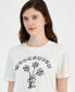 Juniors' Peanuts Woodstock Bouquet Crewneck Tee Белый, XS - фото #3