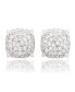 Suzy Levian Sterling Silver Cubic Zirconia Pave Puff Cushion Stud Earrings