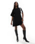 Fashionkilla bow detail mini t-shirt dress in black