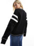 Фото #7 товара ASOS DESIGN notch neck sweatshirt with contrast stitching in black