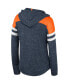 ფოტო #2 პროდუქტის Women's Navy Distressed Auburn Tigers Speckled Color Block Long Sleeve Hooded T-shirt