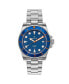 Men Luciano Stainless Steel Watch - Navy, 41mm