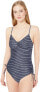 Фото #1 товара prAna Womens 182649 Moorea Blue Anchor Stripe One Piece Swimsuit Size S