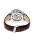 ფოტო #2 პროდუქტის Automatic Ryder Brown & Silver & Silver Leather Watches 44mm