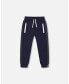 Toddler Boys Fleece Sweatpants With Contrast Side Rib Navy - Toddler|Child