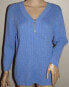 Karen Scott Women's Cable Knit Sweater Long Sleeve Marled V Neck Blue S
