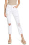 Фото #1 товара FRAME Le High Ankle Straight Leg Jeans in Blanc Destruct White Size 25