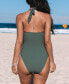 Women's Grey Square Neck Halter One-Piece