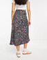 Wednesday's Girl bias cut midi skirt in black floral