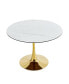 Фото #3 товара Round Dining Table, 108cm White MDF Top, Gold Metal Legs